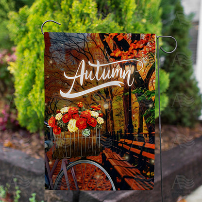 America Forever Autumn Night Bike Ride Garden Flag