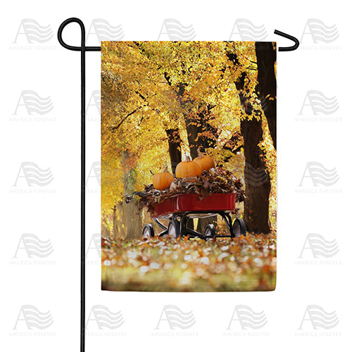 America Forever Fall Red Wagon Garden Flag