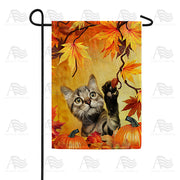 America Forever Curious Fall Kitten Garden Flag