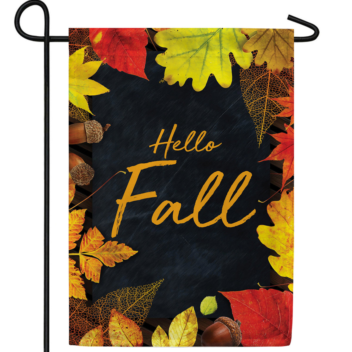 America Forever Hello Fall On Black Slate Garden Flag