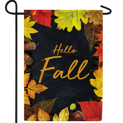America Forever Hello Fall On Black Slate Garden Flag