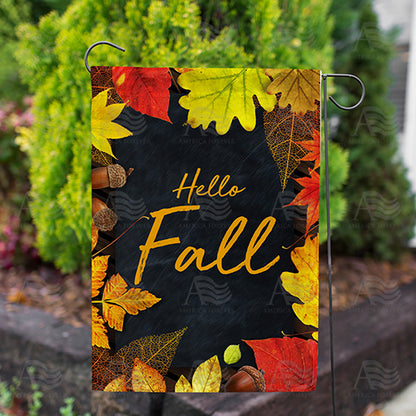 America Forever Hello Fall On Black Slate Garden Flag