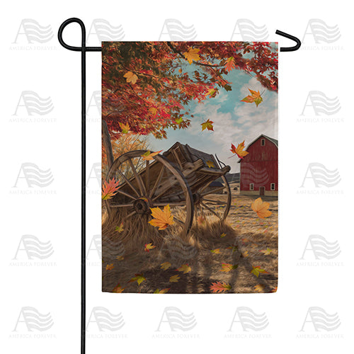 America Forever Old Wooden Farm Cart Garden Flag