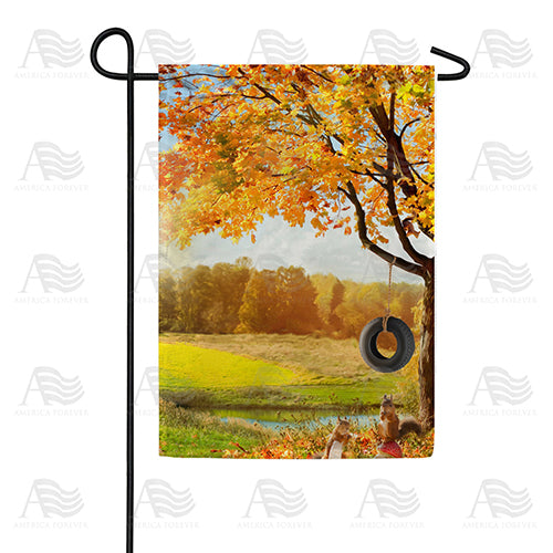 America Forever Fall Squirrel Playground Garden Flag