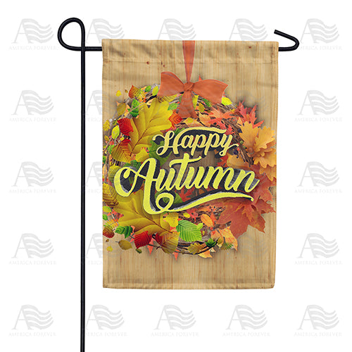 America Forever Happy Autumn Wreath Garden Flag