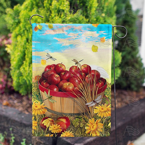 America Forever Apples And Dragonflies Garden Flag