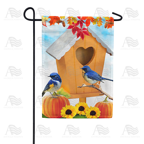 America Forever Autumn Birdhouse Bluebirds Garden Flag
