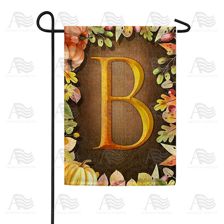 America Forever Pumpkins & Leaves Monogram Garden Flag