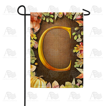 America Forever Pumpkins & Leaves Monogram Garden Flag