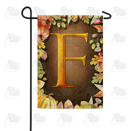 America Forever Pumpkins & Leaves Monogram Garden Flag