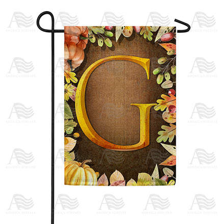 America Forever Pumpkins & Leaves Monogram Garden Flag