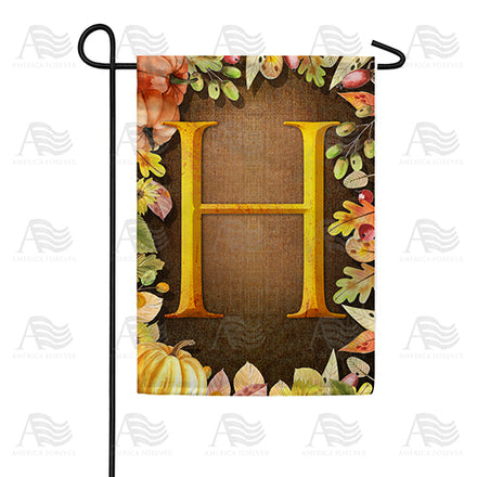 America Forever Pumpkins & Leaves Monogram Garden Flag