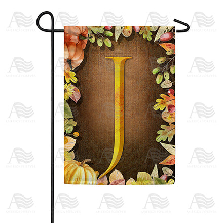 America Forever Pumpkins & Leaves Monogram Garden Flag