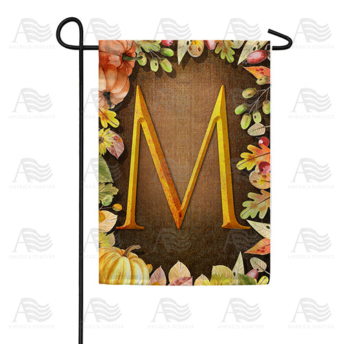 America Forever Pumpkins & Leaves Monogram Garden Flag