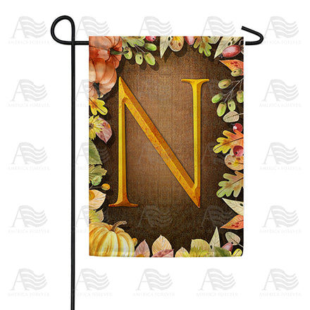 America Forever Pumpkins & Leaves Monogram Garden Flag