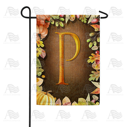 America Forever Pumpkins & Leaves Monogram Garden Flag