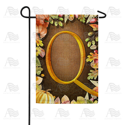 America Forever Pumpkins & Leaves Monogram Garden Flag