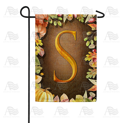 Pumpkins & Leaves Monogram Garden Flag
