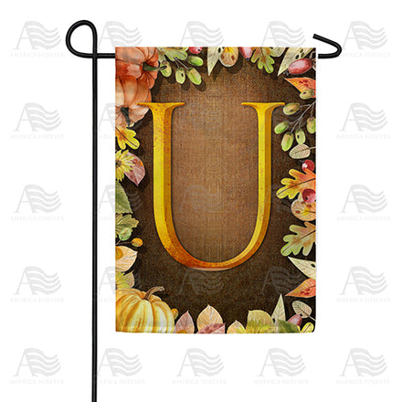 Pumpkins & Leaves Monogram Garden Flag