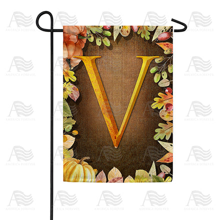 America Forever Pumpkins & Leaves Monogram Garden Flag