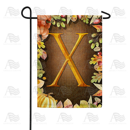 America Forever Pumpkins & Leaves Monogram Garden Flag