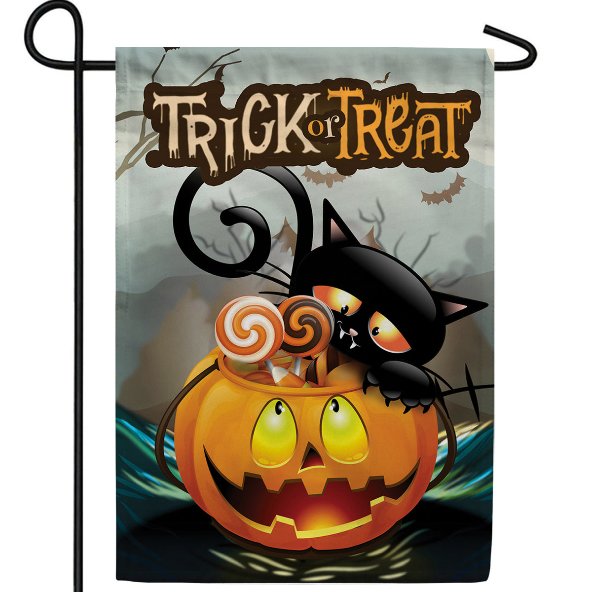 America Forever Cat In Pumpkin Bucket Garden Flag