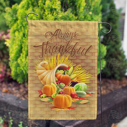 America Forever Always Thankful-Basket Weave Garden Flag