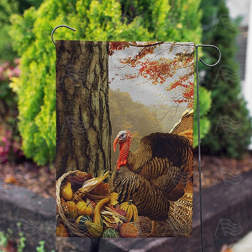 America Forever Turkey With Cornucopia Garden Flag