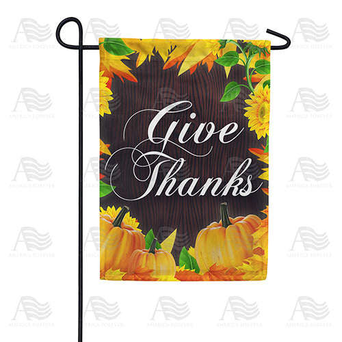 America Forever Give Thanks On Wood Grain Garden Flag
