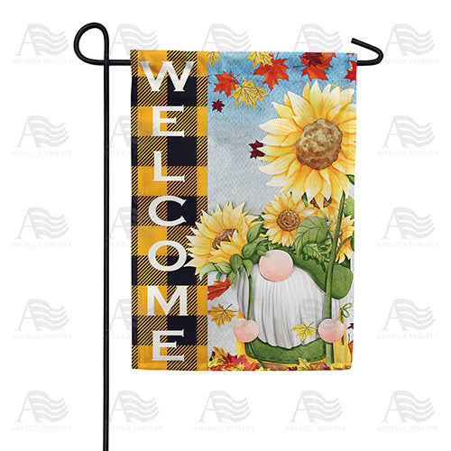 America Forever Gnome Picking Sunflowers Garden Flag