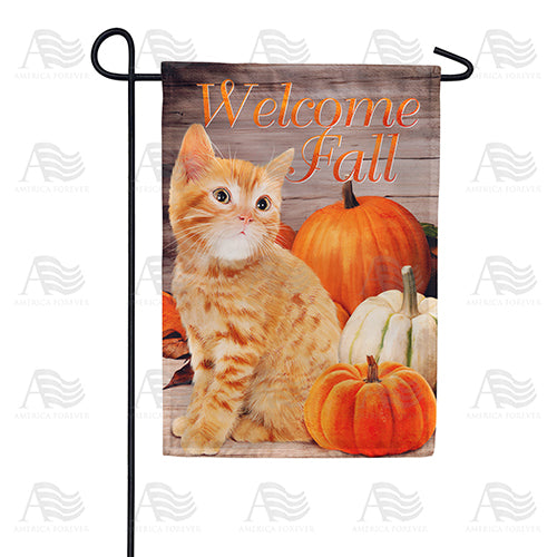 America Forever Fall Orange Tabby Garden Flag