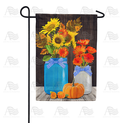 America Forever Fall Flowers In Canning Jars Garden Flag