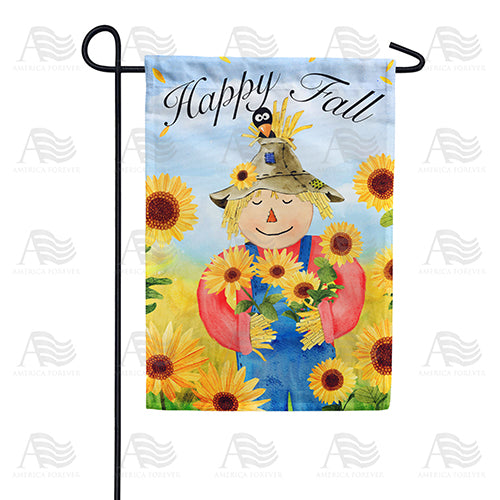 America Forever Happy Fall Scarecrow Sunflowers Garden Flag