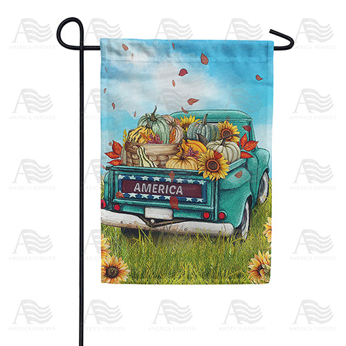 America Forever Truck Bed Of Fall Harvest Garden Flag