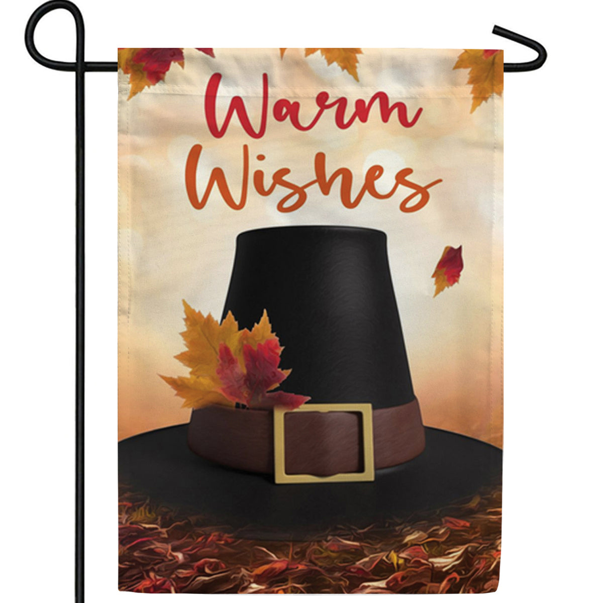 America Forever Pilgrim Hat In Leaves Garden Flag
