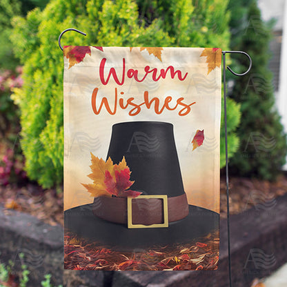 America Forever Pilgrim Hat In Leaves Garden Flag