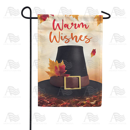 America Forever Pilgrim Hat In Leaves Garden Flag