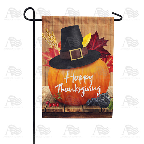 America Forever Pilgrim Pumpkin Thanksgiving Garden Flag