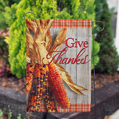 America Forever Give Thanks Indian Corns Garden Flag