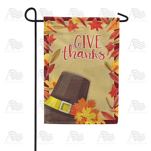 America Forever Give Thanks Leaf Border Garden Flag