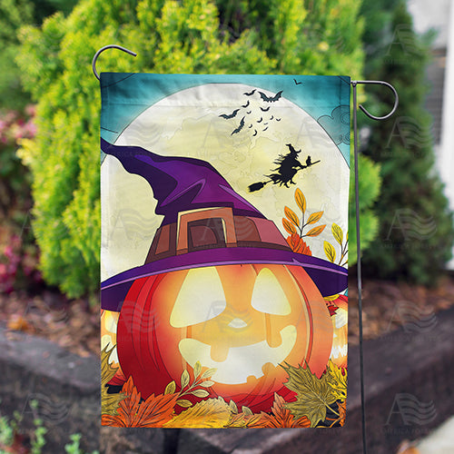 America Forever Pumpkin Moon Glow Garden Flag