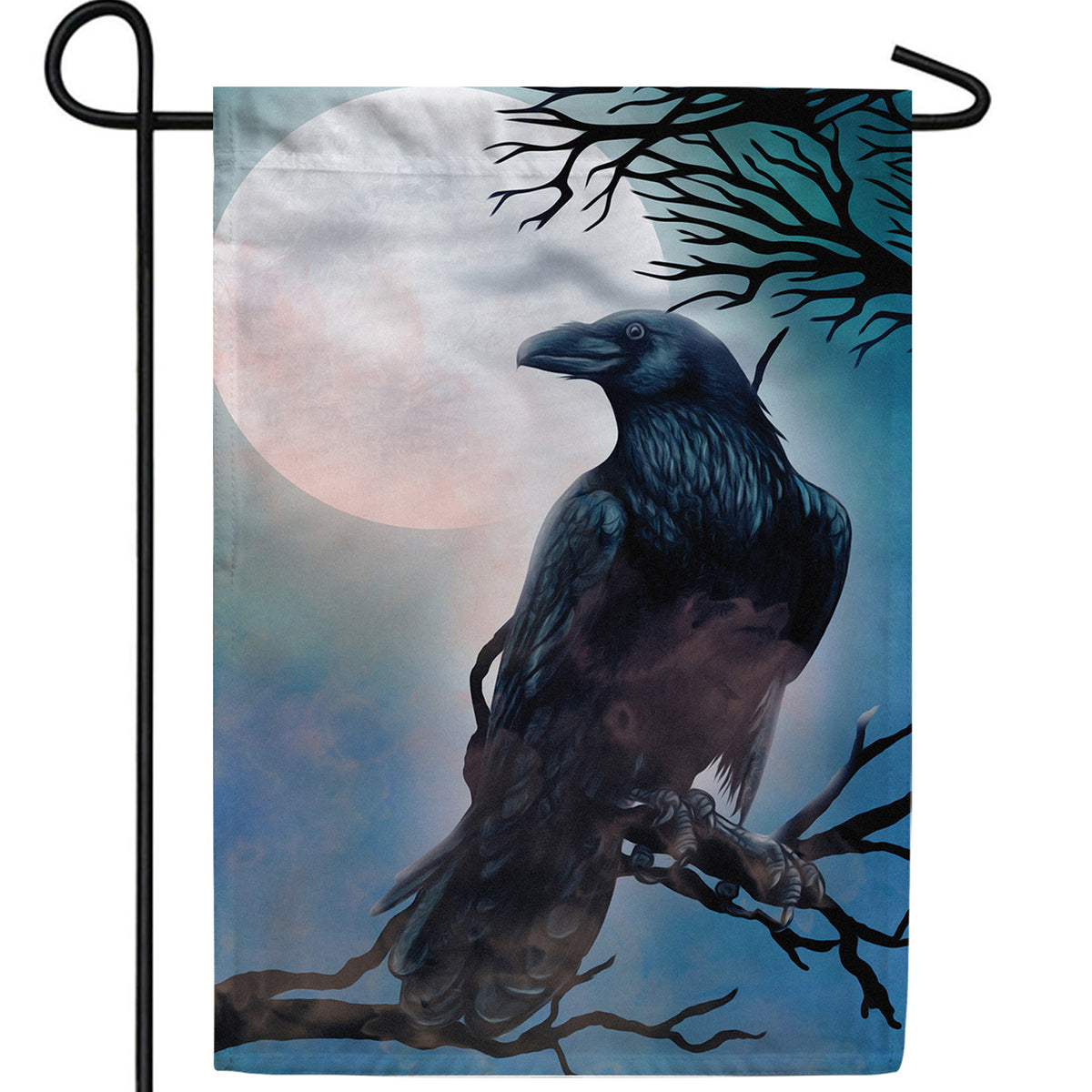 America Forever Raven In Moonlight Garden Flag