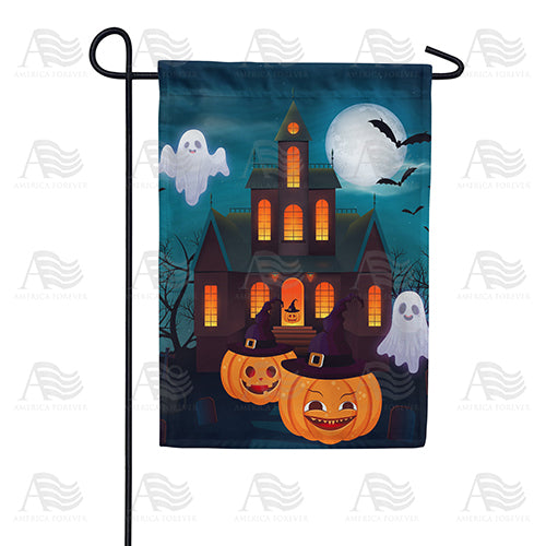 America Forever Haunted Pumpkin House Garden Flag