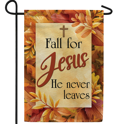 America Forever Fall For Jesus Leaf Border Garden Flag
