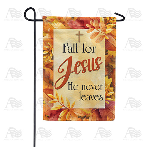 America Forever Fall For Jesus Leaf Border Garden Flag