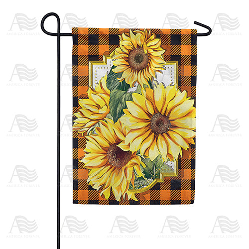America Forever Sunflower Plaid Garden Flag