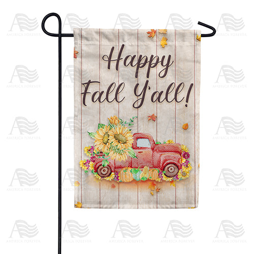 America Forever Fall Y'all Red Truck Garden Flag