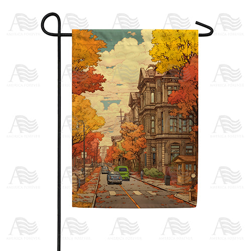 America Forever Autumn In A Small Town Garden Flag