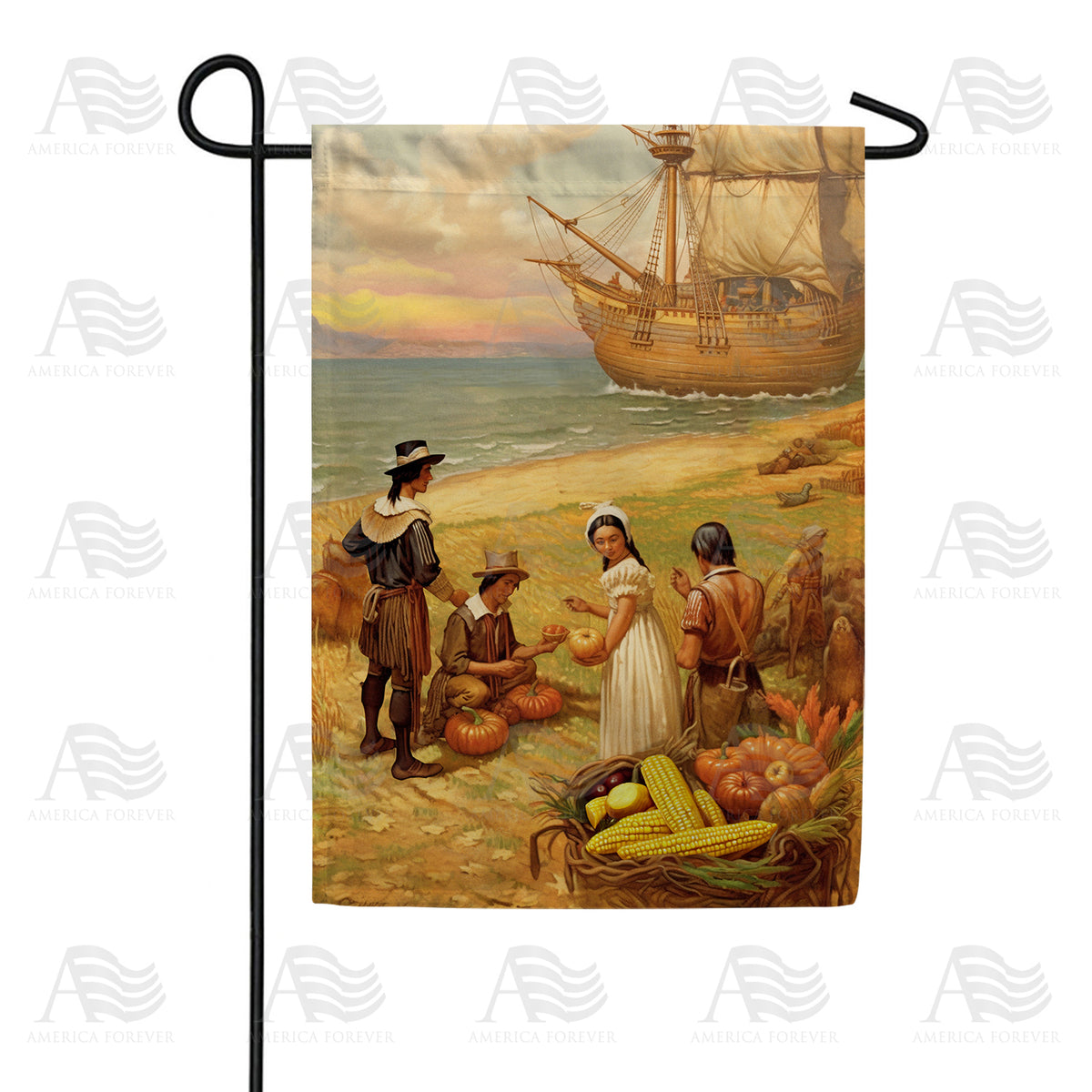 America Forever Thanksgiving Vegetable Market Garden Flag