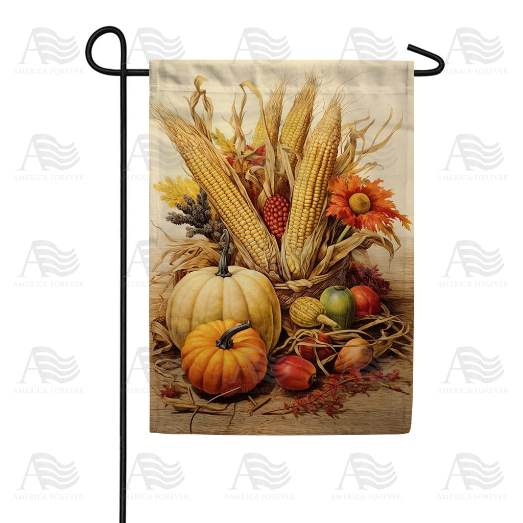 America Forever Fall Gourds And Corn Garden Flag